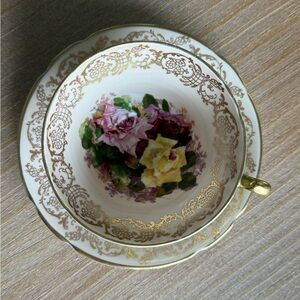 Vintage Stanley Bone China rose pattern cup and saucer